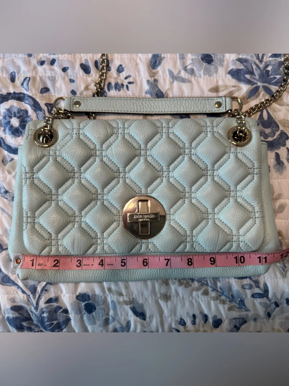 Quilted Light Blue Chain Strap Shoulder Bag